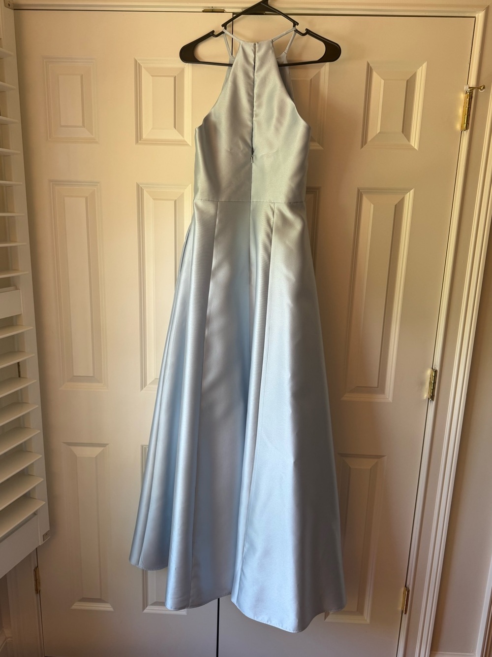 Alfred Sung jewel neck halter full A-line satin maxi dress - Picture 6 of 9